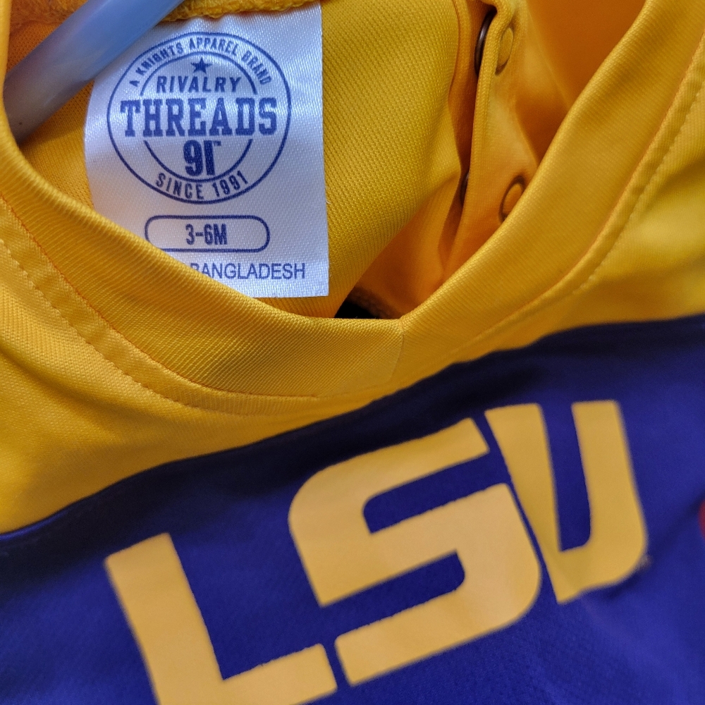 Louisiana LSU Tigers baby jersey onesie GEAUX TIGERS unisex bodysuit 3m-6m 3m 6m - Picture 4 of 5